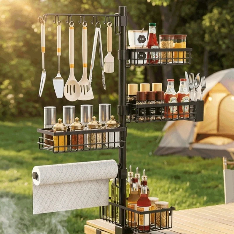 Outdoor BBQ Side Hanger Kitchen Supplies Tissue Tools Storage Basket Camping Oven Seasoning Shelf Oasis Select