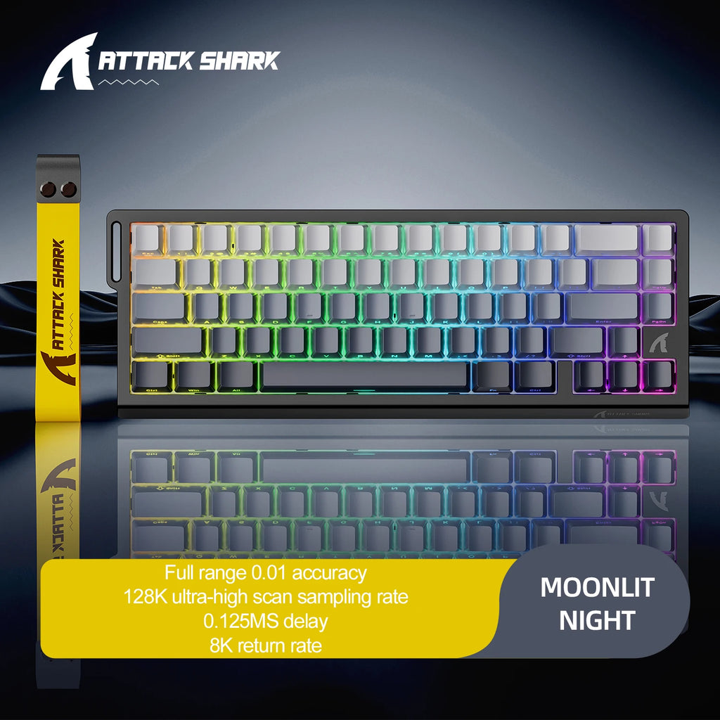 Attack Shark X68HE Magnetic Switch Keyboard | 0.01mm Precision, 0.125ms Low Latency, 8KHz Polling & RGB Customization for Esport Oasis Select X68he Moonlit night