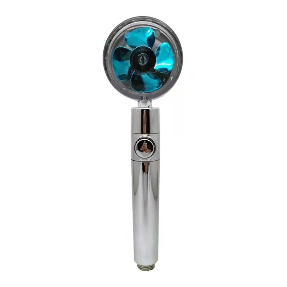 Shower Head Water Saving Flow 360 Degrees Rotating With Small Fan ABS Rain High Pressure spray Nozzle Bathroom Accessories Oasis Select Blue