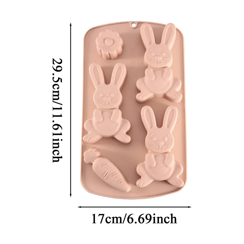 Easter Silicone Mold Cake Chocolate Cookie Baking Mould Rabbit Colored Holiday Easter Decoration Kitchen Bakeware tools Oasis Select Pink