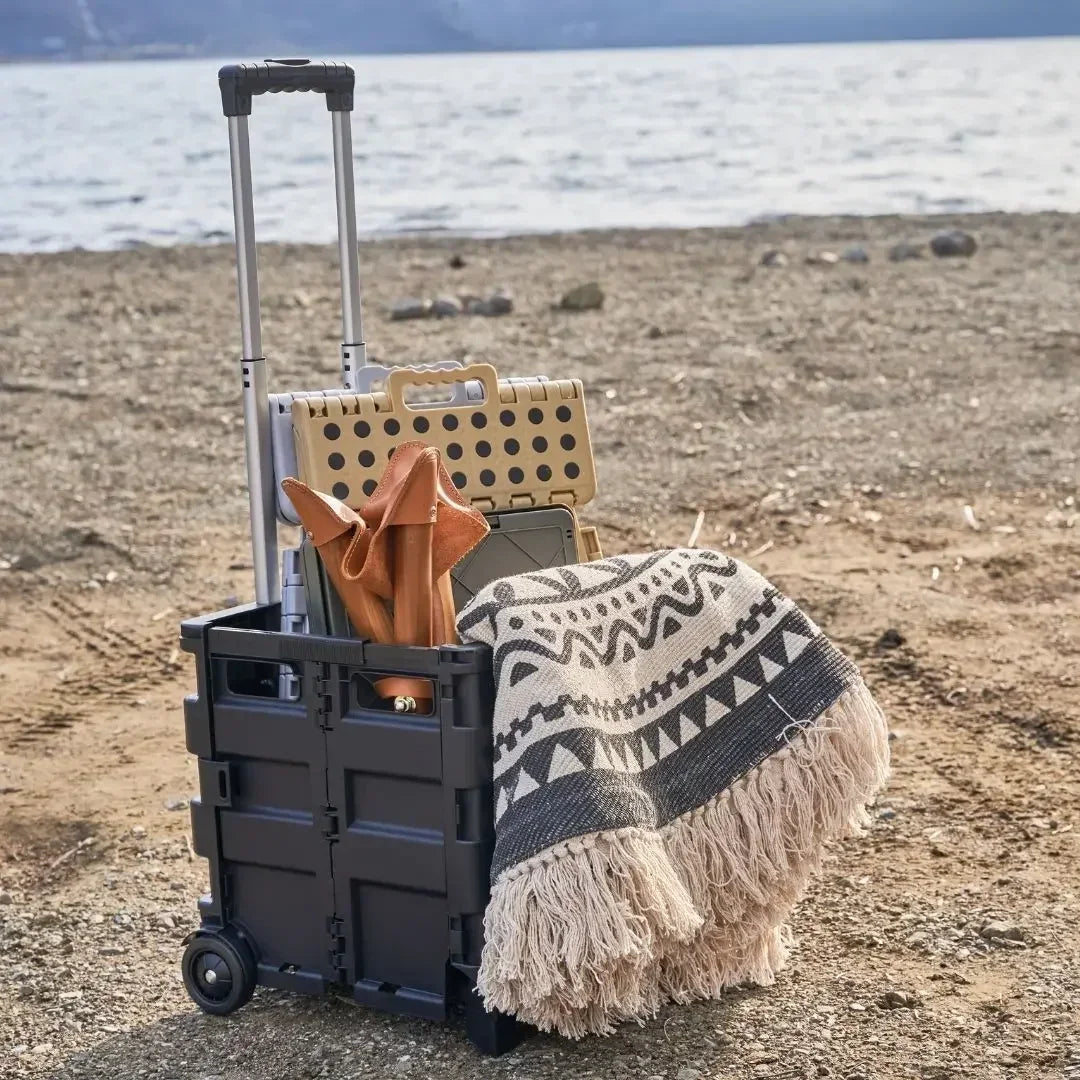 Multi-functional Plastic trolley trunk outdoor trolley storage box camping trolley foldable shopping basket Oasis Select