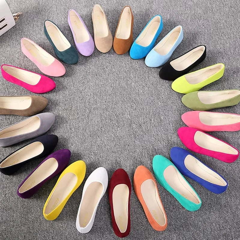 Woman Flats Casual Round Toe Cute Flats Flock Mocasines Ballerina Church Flats Female Suede Elegant Soft Sole Mom Shoes Oasis Select