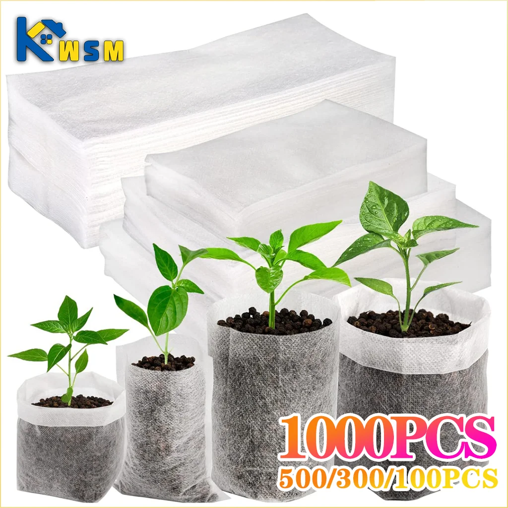 100-1000PCS Fabric Plant Seedling Bags for Vegetables Flowers Herbs and Plant Growth Eco Friendly Nursery Pots Gardening Bags Oasis Select