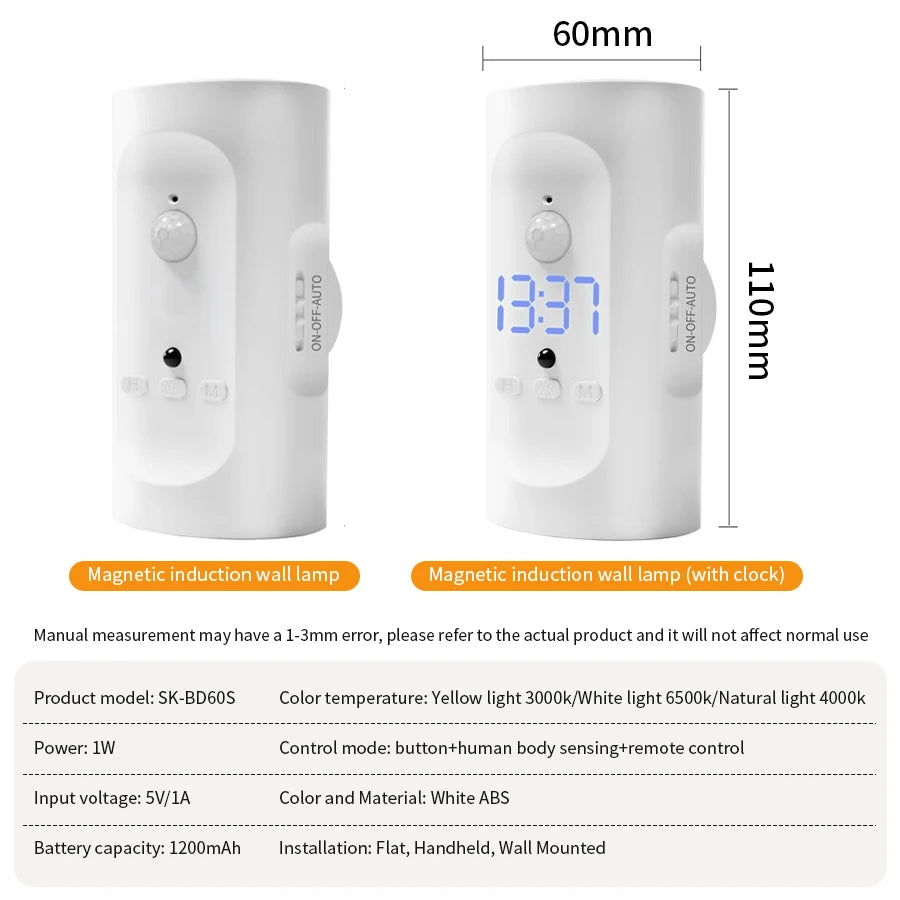 Motion Sensor LED Wall Light – 3 Colors Wireless Magnetic Spotlight LED Wall Light Oasis Select