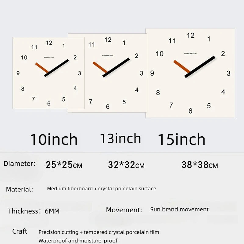 2026 New Punch-Free Wall Clock Modern Simple Square Art Design Creative Wall Hanging Clock for Living Room Home Decor Oasis Select