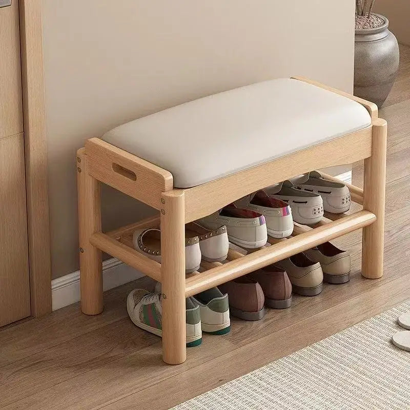 Shoe changing stool entrance Household shoe stool entrance door can sit shoe cabinet sitting stool integrated solid wood bench Oasis Select
