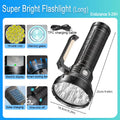 Super Bright Portable Lanterns Rechargeable Torchlight 58000 Lumens Waterproof Adventures Spotlight Flashlight Long Beam 1617M Oasis Select W5221-2(Long) black