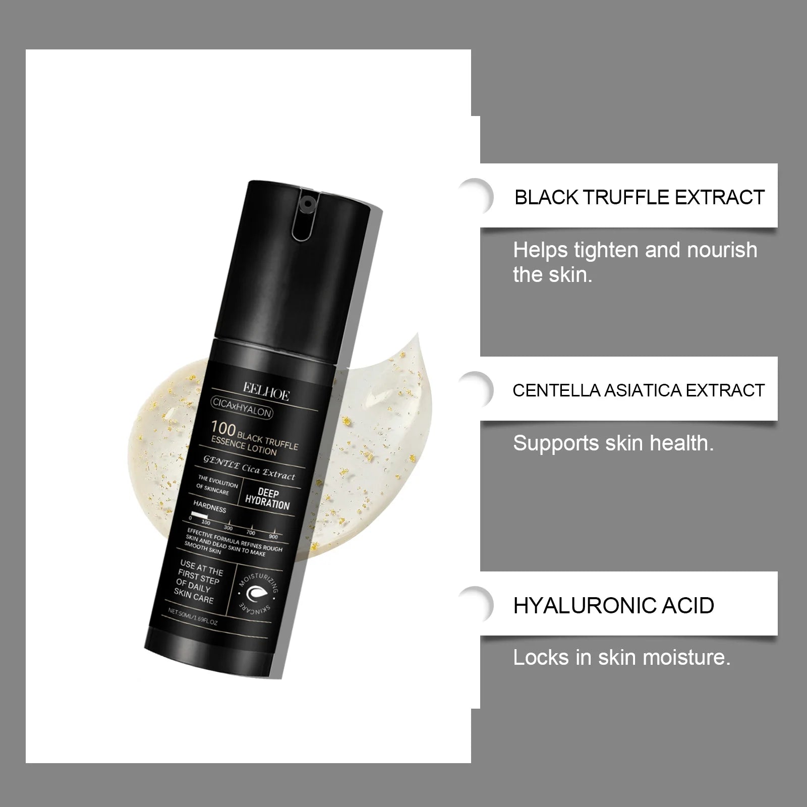 Eelhoe Black Truffle Essence Lotion Firms Skin Enhances Gloss Moisturizes Fresh Smooth texture Non-greasy Facial Skin Essence Oasis Select