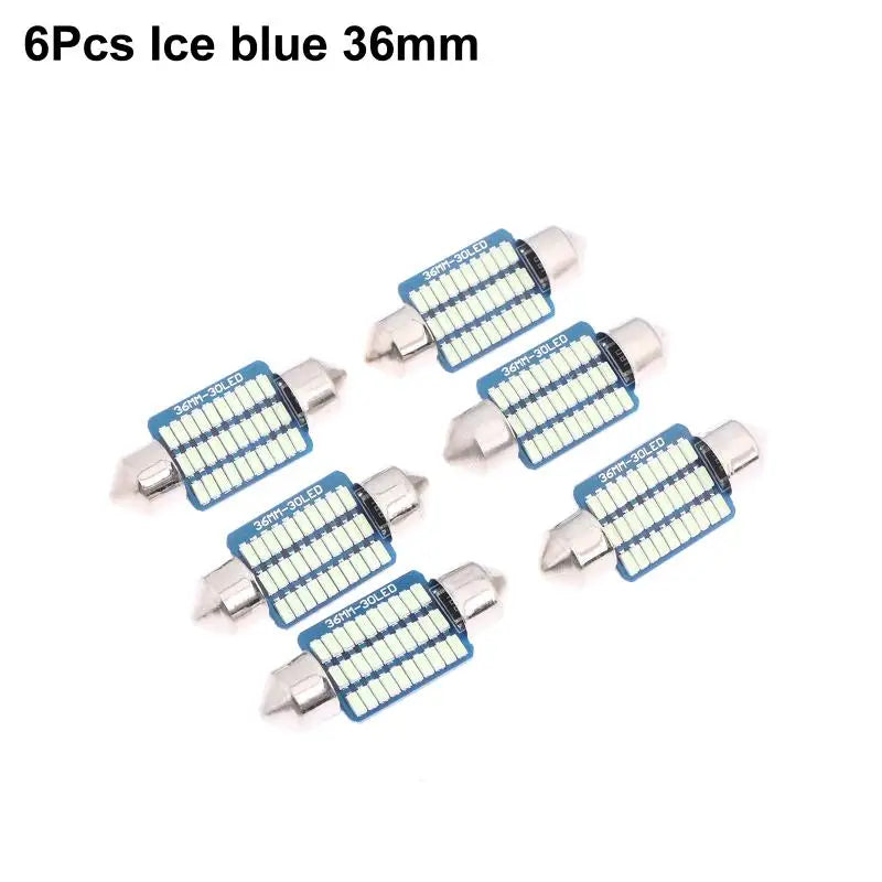 6PCS C5W LED Bulbs Canbus Festoon LED For Car Interior Dome Trunk License Plate Lights 12V 300LM 6500K White Oasis Select B2