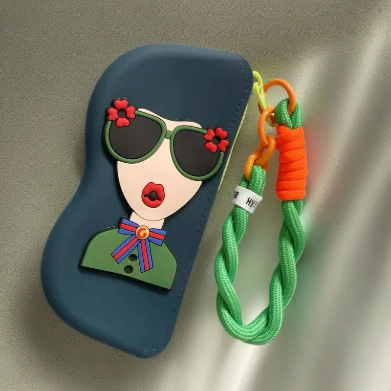 1pc Silicone Eyewear Case for Women, Vibrant Lanyard, Portable Glasses Pouch, Convenient Storage for Birthday Everyday Gift Oasis Select green