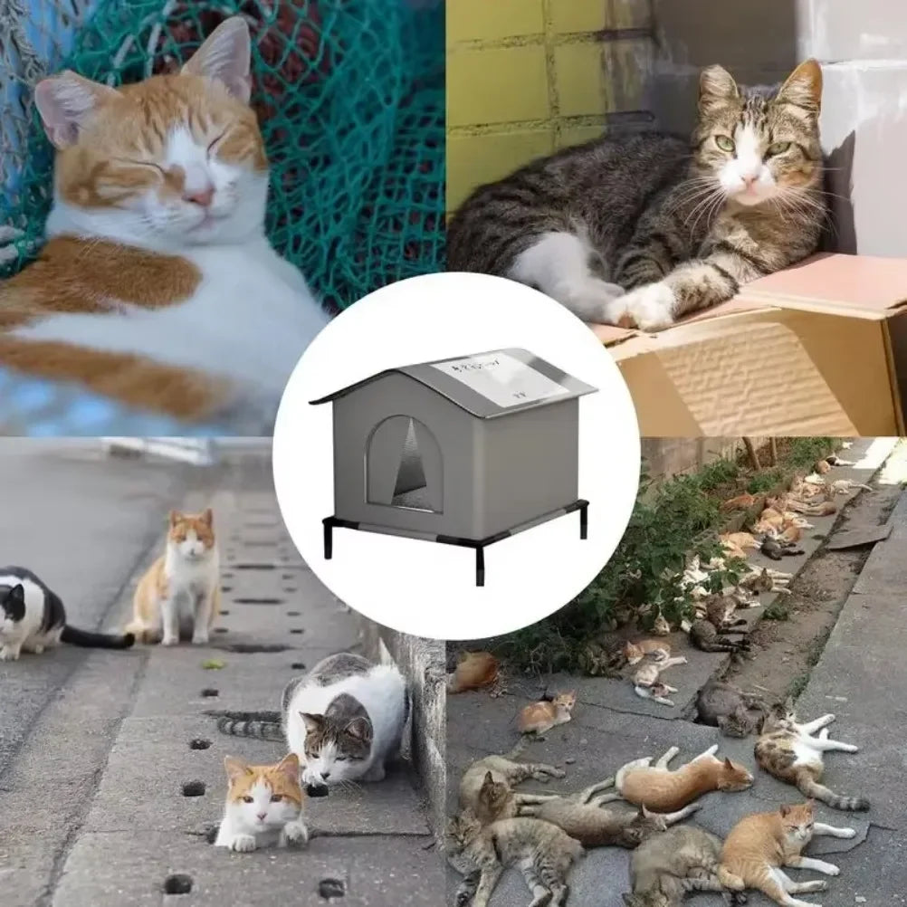 Waterproof Outdoor Stray Cat House Feral Cat House Foldable Tent Portable Breathable Pets Tent Anti-Moisture Outsid Pet Supplies Oasis Select