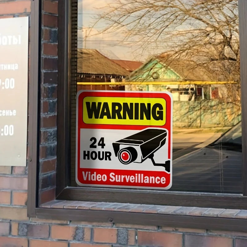 2pcs Enhance Your Security with 24-Hour Monitoring Warning Stickers: Vibrant Slogans to Safeguard Your Home and Business! Oasis Select