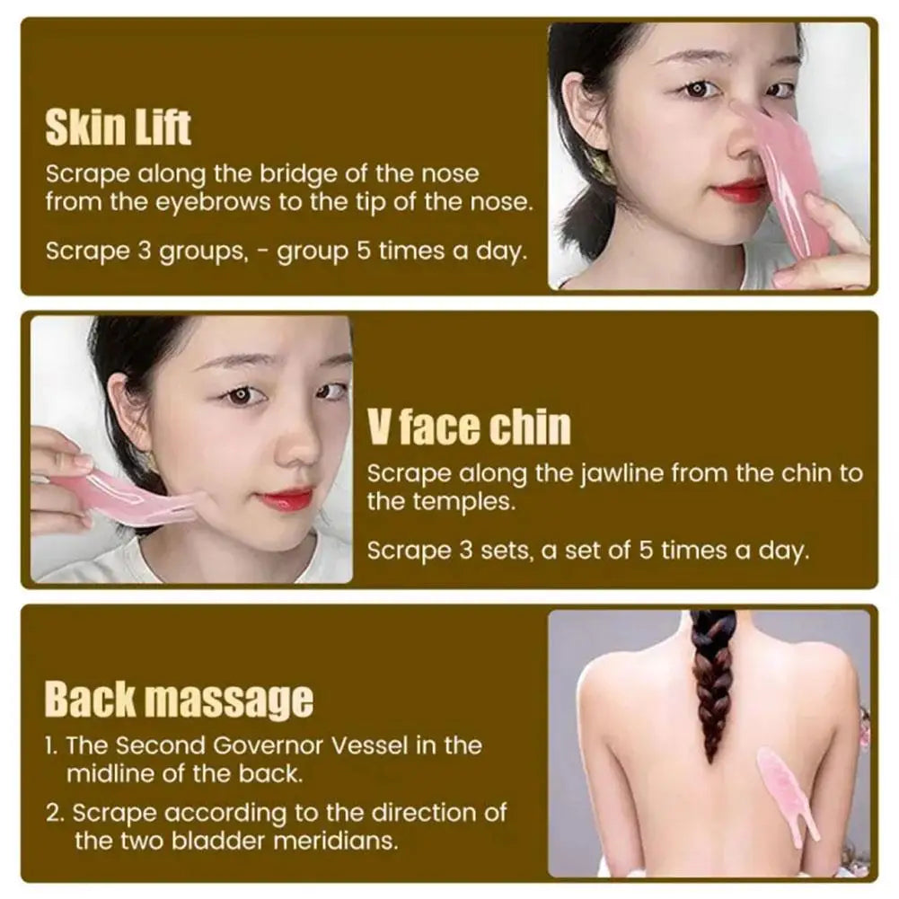 Resin Face Lifting Stone Guasha Scraping Facial Gouache Y-shaped Fork Massage Plate Nose Massage Trigger Point Nose Massager Oasis Select