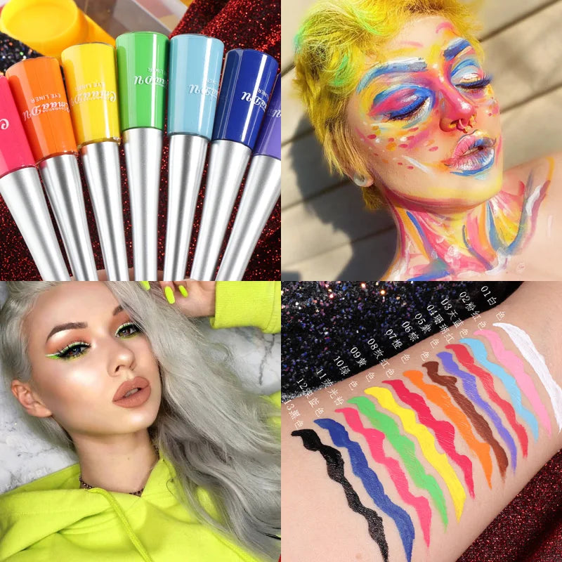 CmaaDU 14 Colors Long-lasting Liquid Eyeliner Set Bright color, Easy to Paint Waterproof smooth fast vivid matte eye makeup Oasis Select