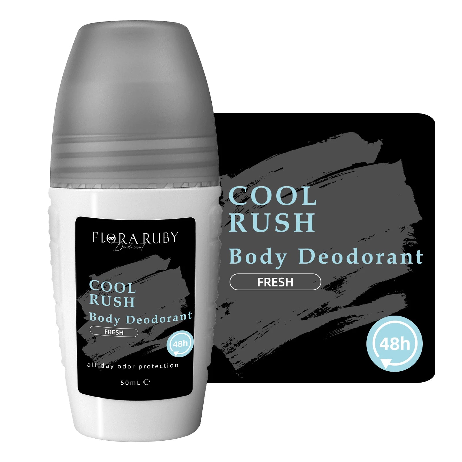 Flora Ruby Light Grey Series Deodorant Roll On All-purpose Deodorant Roll Aluminum Free Easy To Carry 50g Oasis Select Cool Rush