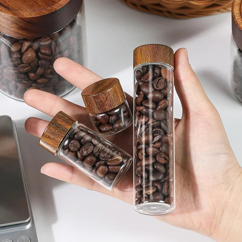 Mini Glass Sealed Jar Food Grade Coffee Powder Dispenser Bottle Portable Tea Coffee Beans Storage Small Empty Bottle Oasis Select
