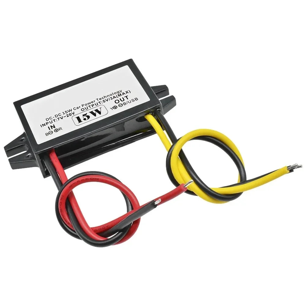 Car Power Converter DC-DC12V 24V to 5V 3A 15W Step Down Module Power Adapter USB-A Female/open Wire Connector/Type-C/dual USB Oasis Select Open Wire 12V24V 5V3A