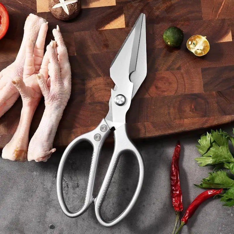 Kitchen Scissors Sharp Thickened Stainless Steel Blades Nonslip Handle 1Pcs for Cutting Poultry Meat Vegetable Seafood Oasis Select E