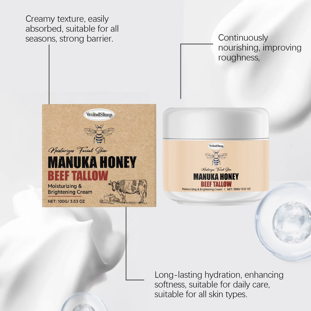 Manuka Honey Beef Tallow Face Cream – Moisturizer & Primer Face Moisturizer Cream Oasis Select