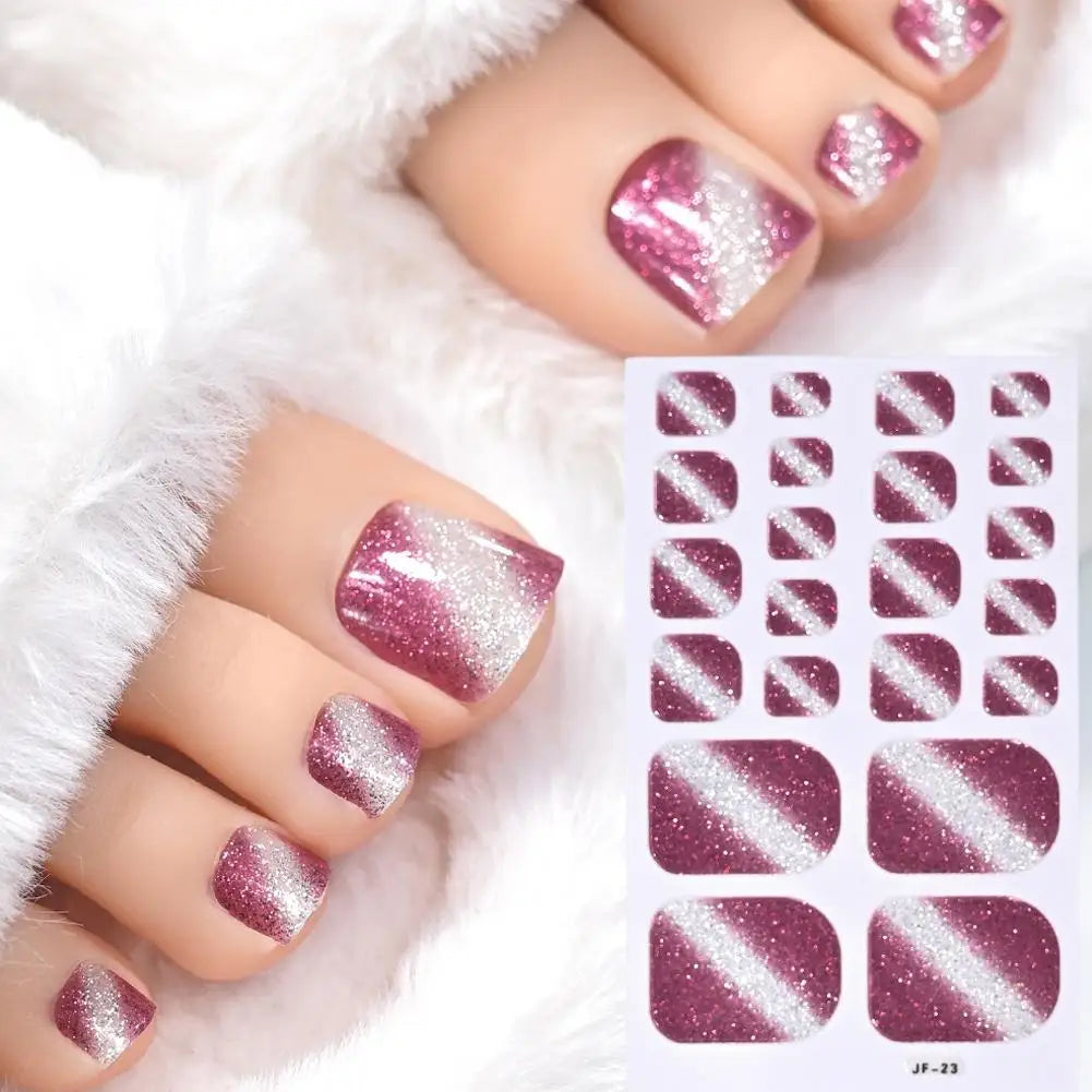 Gradient Glitter Toenail Stickers – Full Nail Wraps & Polish Strips Toenail Wrap Stickers Oasis Select NL-JF-23