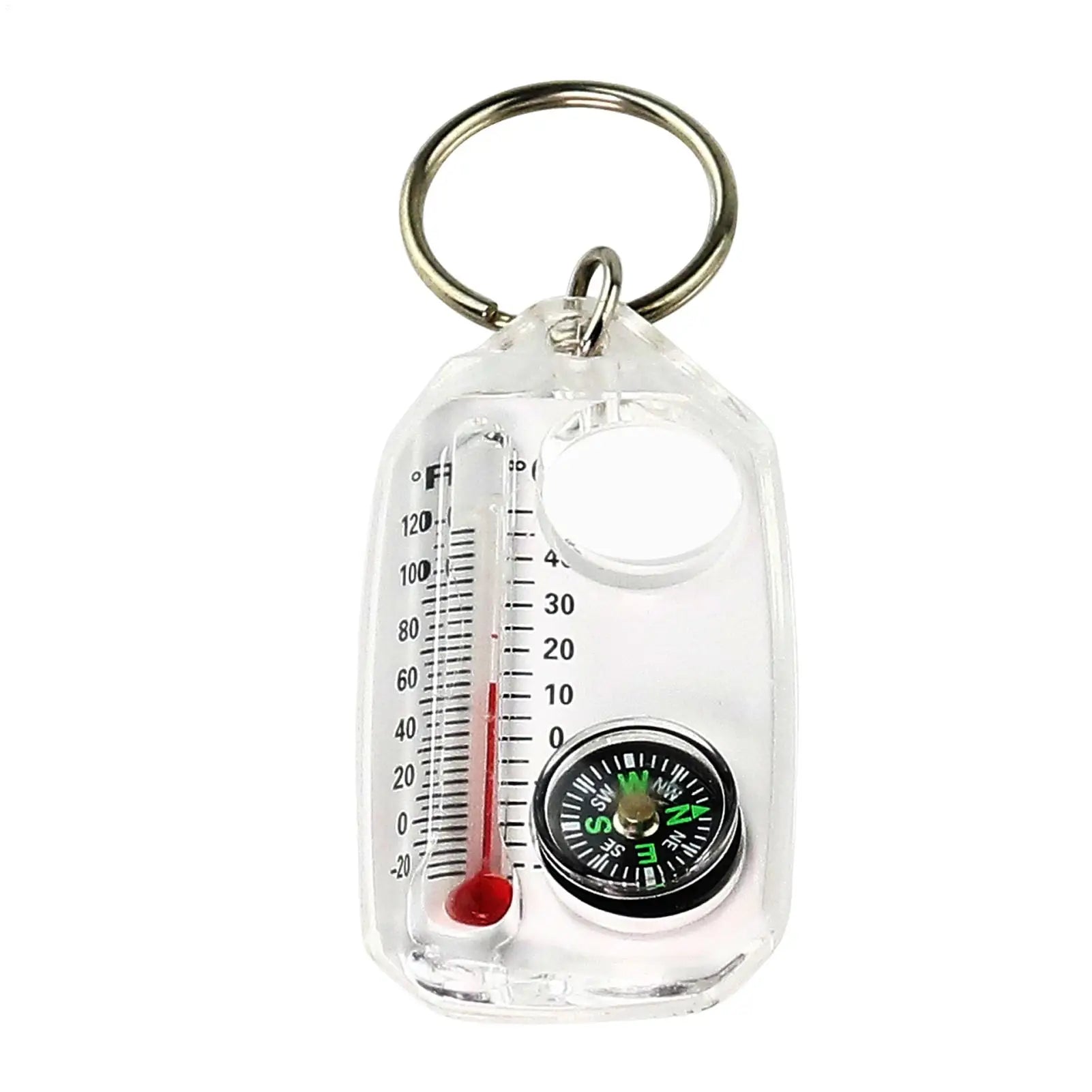Mini Outdoor Mountaineering Keychain with Thermometer Compass Pointer Buckle Key Hook Carabiners for Survival Guiding Tool Oasis Select