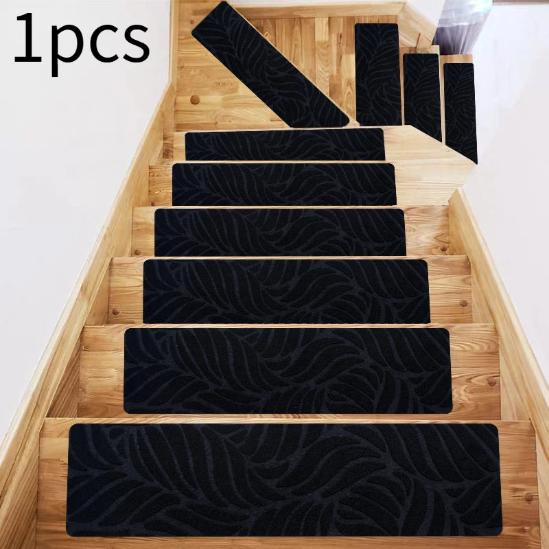 1pcs Stair mat step mat floor mat glue-free self-adhesive tpr non-slip mat brushed embossed repeated use Oasis Select 76x20.3cm 1pcs Leaf style 1pcs 3