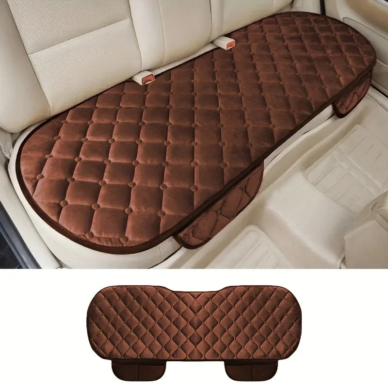 Plush Car Seat Protector Soft Non-Slip Durable Row Seat Cushion Mat with Auto Chair Accessories Comfort Protection Oasis Select brown