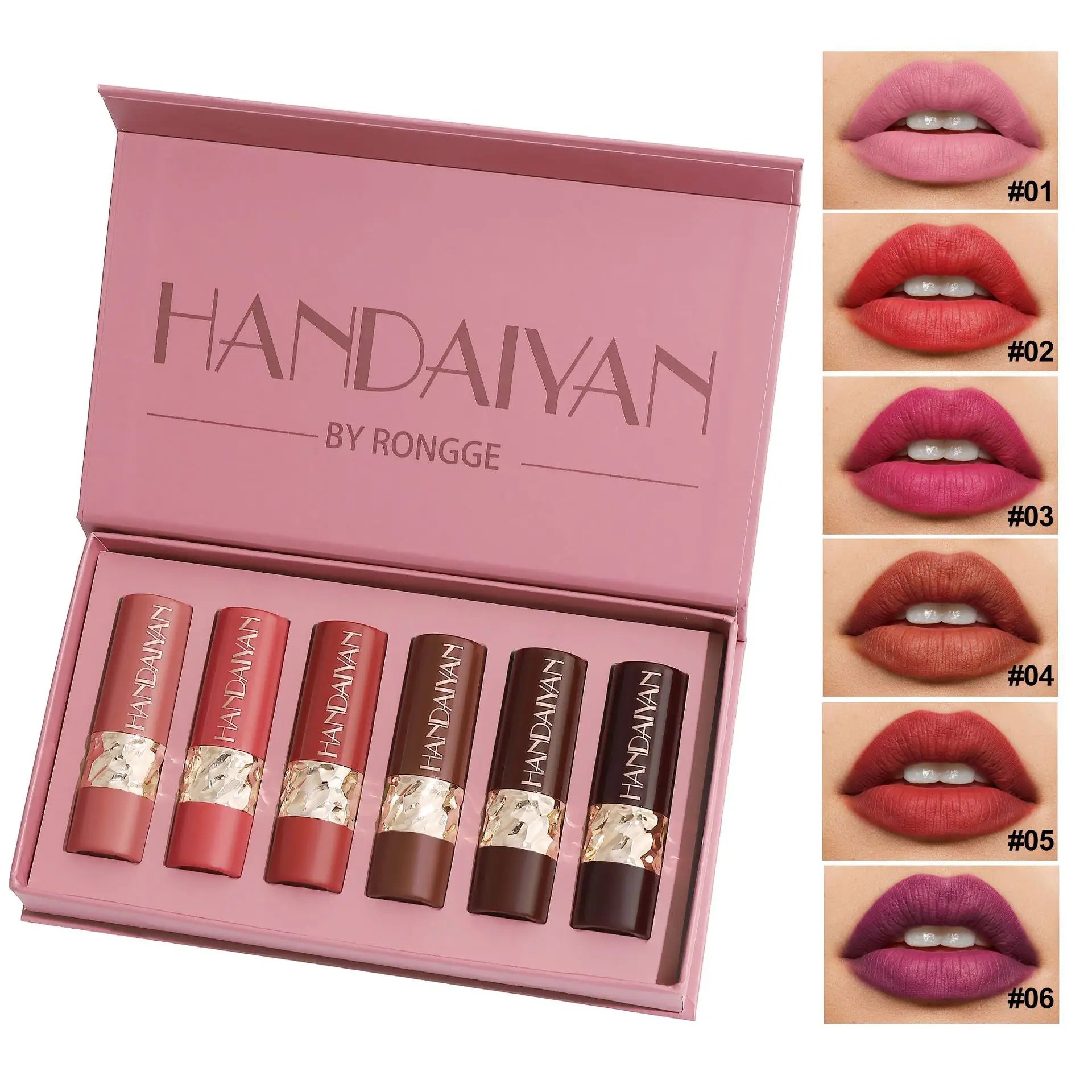 Handaiyan 6-Piece Velvet Matte Lipstick Set | Long-Lasting Gift Box