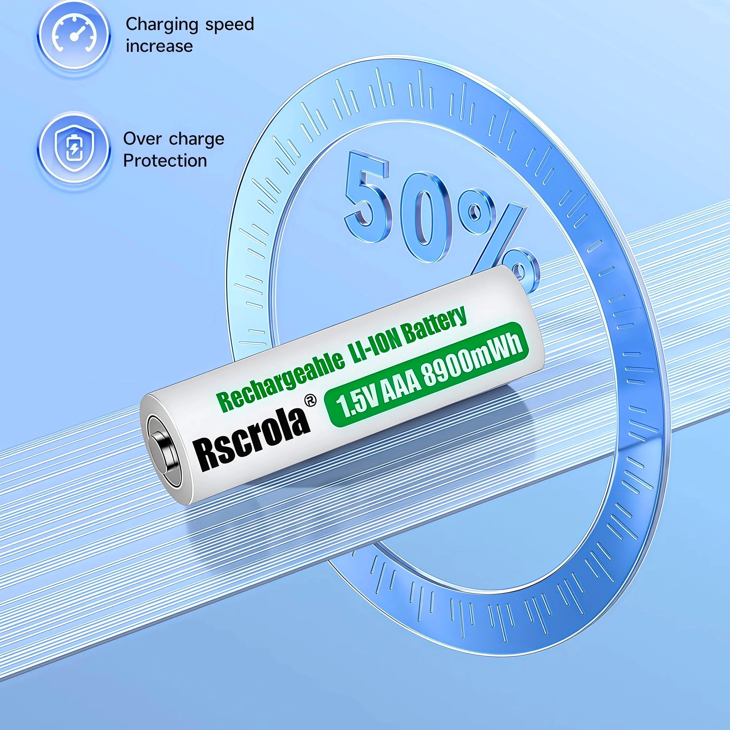 Universal Rechargeable 1.5V AAA 8900mWh Lithium ion Battery Fast charging with Charger for Camare Clock Mouse Fan Electric Toys Oasis Select