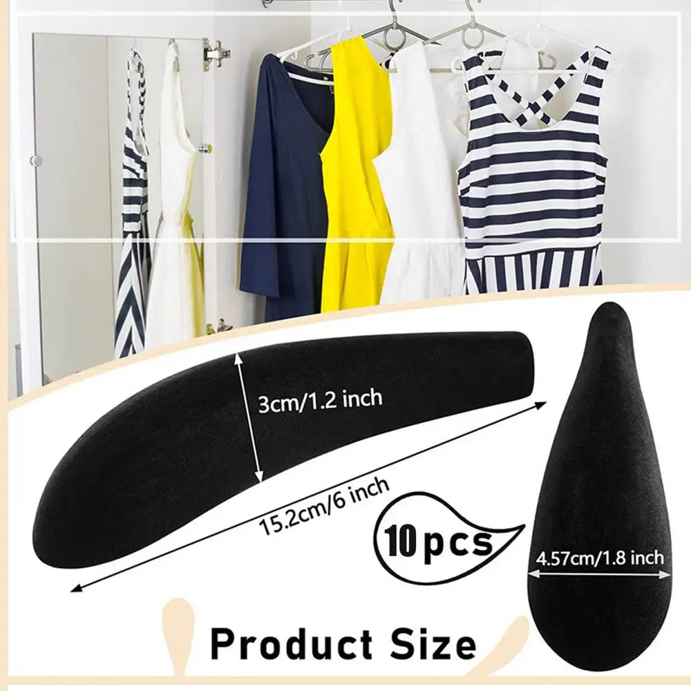 Hanger Shoulder Forms 10pcs Clothes Hanger Protectors Guards Suit Hangers No Bump Standard Hangers Pads For Sweater Clothing Oasis Select Black