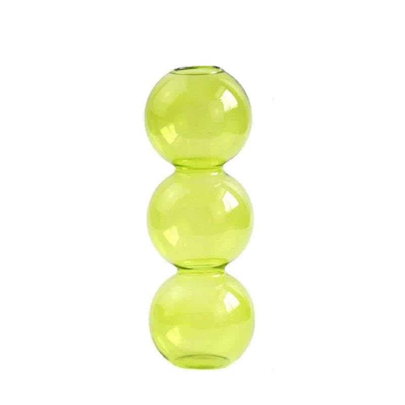 Nordic Glass Bubble Vase - Clear Hydroponic Planter for Home Desk Decor, Cute Simple Gift Idea & Flower Arrangement Decoration Oasis Select Green 3balls