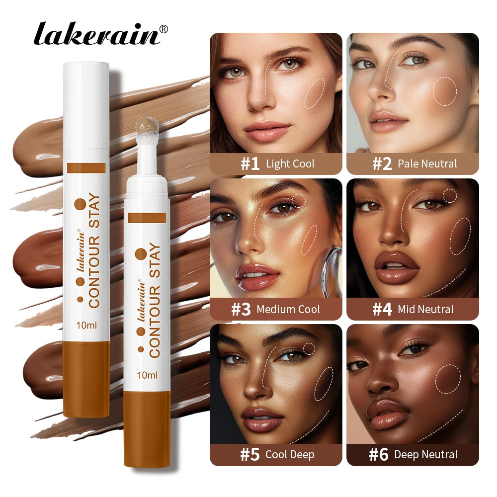 6 Colors Liquid Contour Long Wear Bronzer Cream Contour Makeup Long Lasting Nourishing Hydrating Face Contour 6 Colors Oasis Select