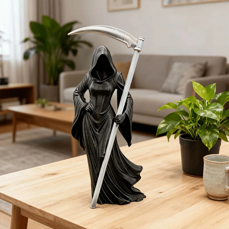 Hooded Faceless Death Goddess Figurine Reaper Statue Eerie Gothic Tabletop Decor Room Decoration Unique Novelty Gift Oasis Select