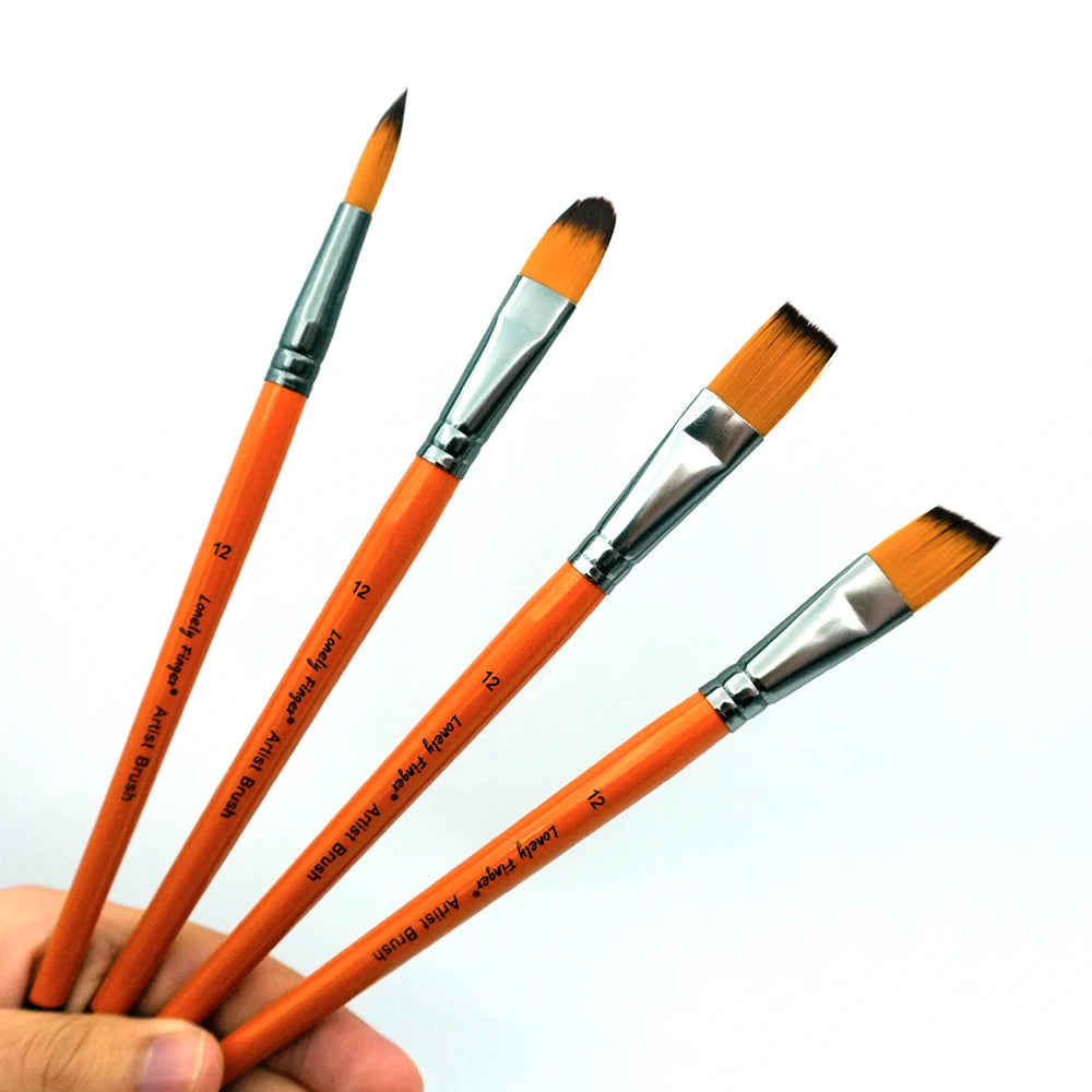 Paint Brushes Set of 6/24pcs Wooden Handles Brushes，Professional Artist Series with Filbert, Round, Angle, Flat for Watercolor, Oasis Select