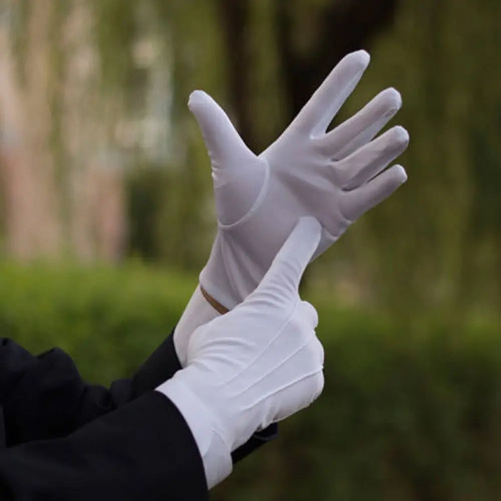 2pcs White Formal Gloves Tuxedo Honor Guard Parade Inspection Collection Serve Thin Gloves Thick Gloves Performance Gloves Men Oasis Select