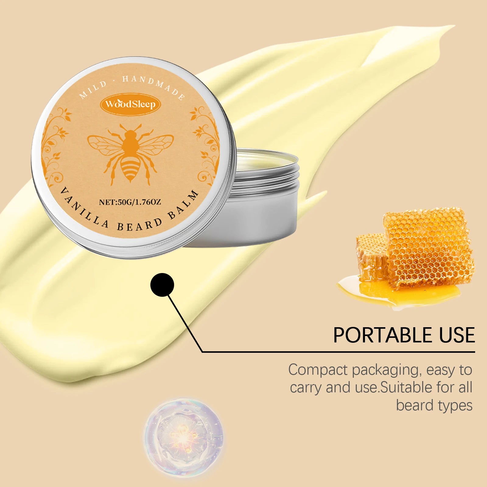 Natural Vanilla Beard Balm – Nourishing Men's Styling Cream 50g Beard Balm Oasis Select