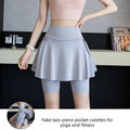 Fake Two Piece Skirt Leggings Summer Casual Shorts with Pockets Bike Shorts for Women Yoga Running Outdoor Anti Chafing Oasis Select Grey M
