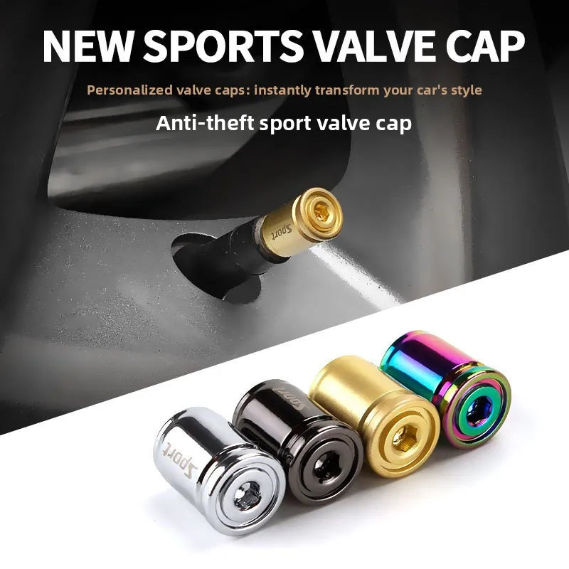 Tire valve stem cap - Universal anti-theft tire valve cap - Aluminum alloy cap - Wheel cap - Suitable for car caps Oasis Select