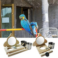 WISH Parrot Perch Wooden Parakeet Mirror Toy Bird Parrot Perch With Mirror And Feeding Cups Cage Play Toy For Lovebird Oasis Select Wood Color A