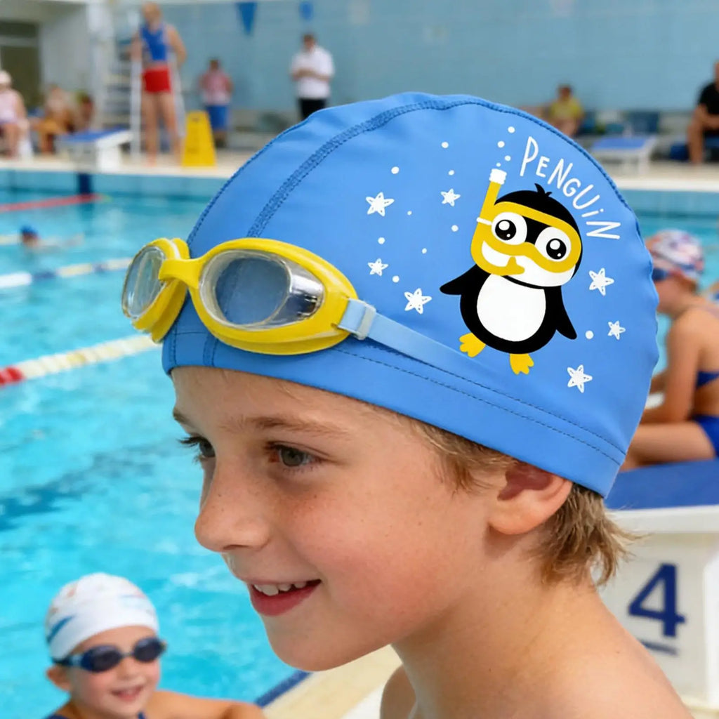 Kids Swimming Caps Cute Cartoon Elastic Silicone Boys and Girls Swimming Gear Long Hair Waterproof Ear sProtection Swim Caps Oasis Select