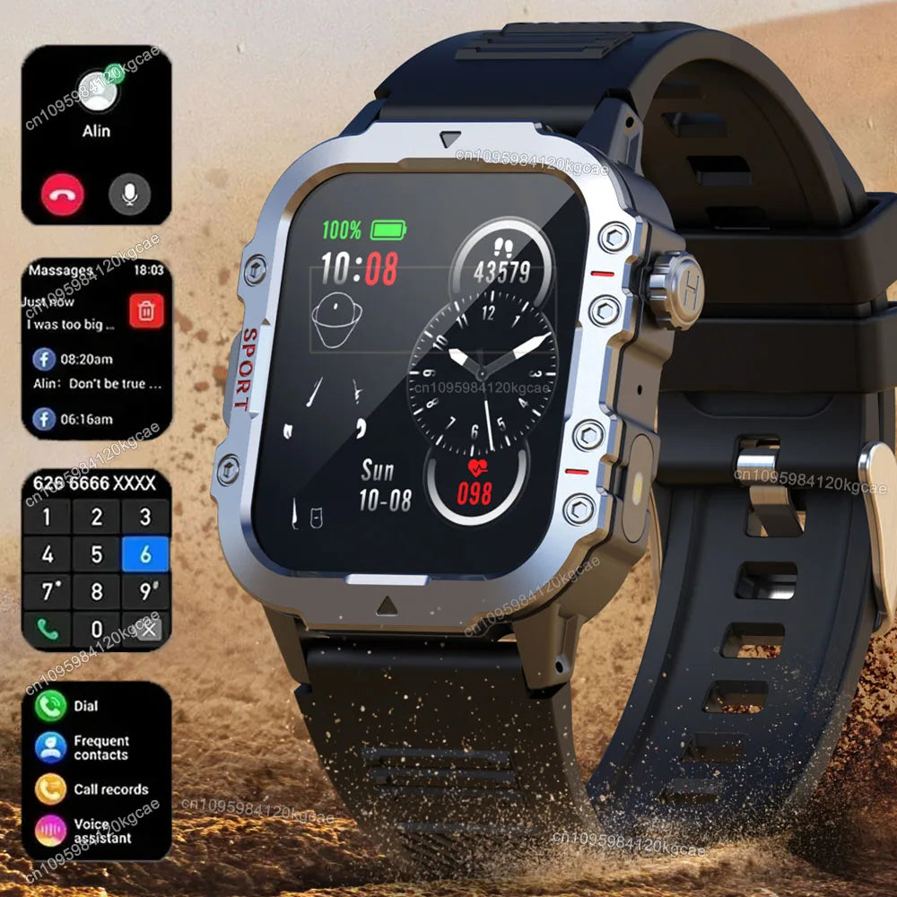 Military Smart Watch – Bluetooth Calls, GPS & Fitness Tracker
