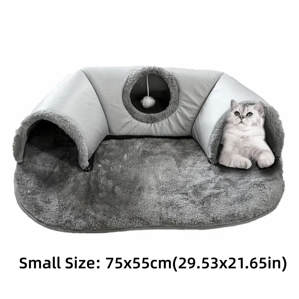 Warm Non-Slip Base Cat Tunnel Bed Removable Washable Anti Dirty Cat House U-shaped Cat Channel Pet Supplies Oasis Select S