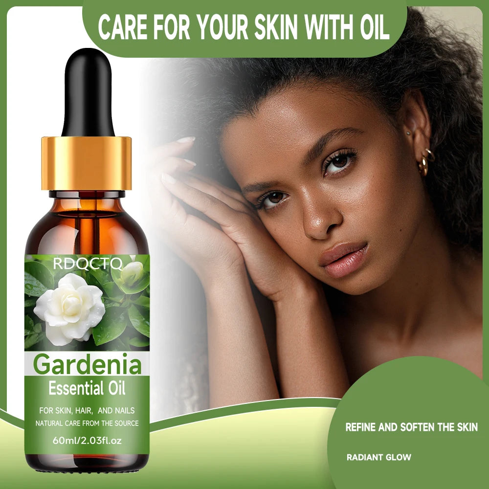 Natural Gardenia Essential Oil for Skin, Hair & Nail Care: Pure Floral Moisturizing Oil with Dropper 40/60ml Oasis Select