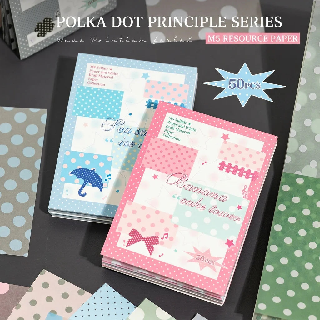 50-Sheet Polka Dot Kraft & Vellum Paper – M5 Journal Inserts