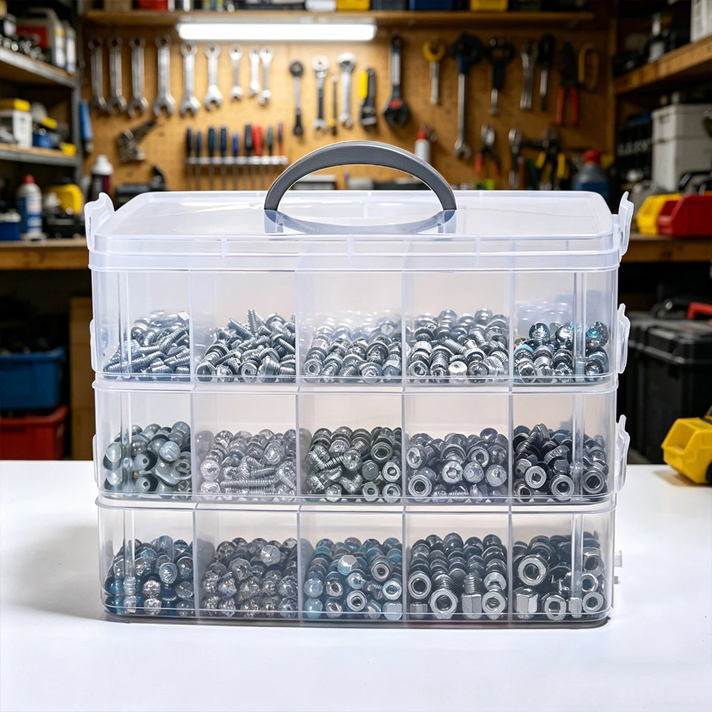 1pc Rectangular Screw Hardware Toolbox Desktop Three-Layer 30 Grid Accessory Classification Box Can Store Screws and Nuts Oasis Select