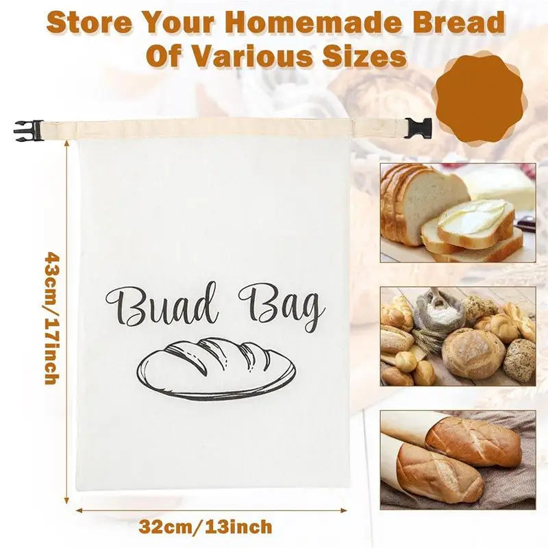1PCS Cotton Bread Bags for Homemade Bread Reusable Eco Friendly Food Storage for Kitchen Picnic and Bakery Use Oasis Select