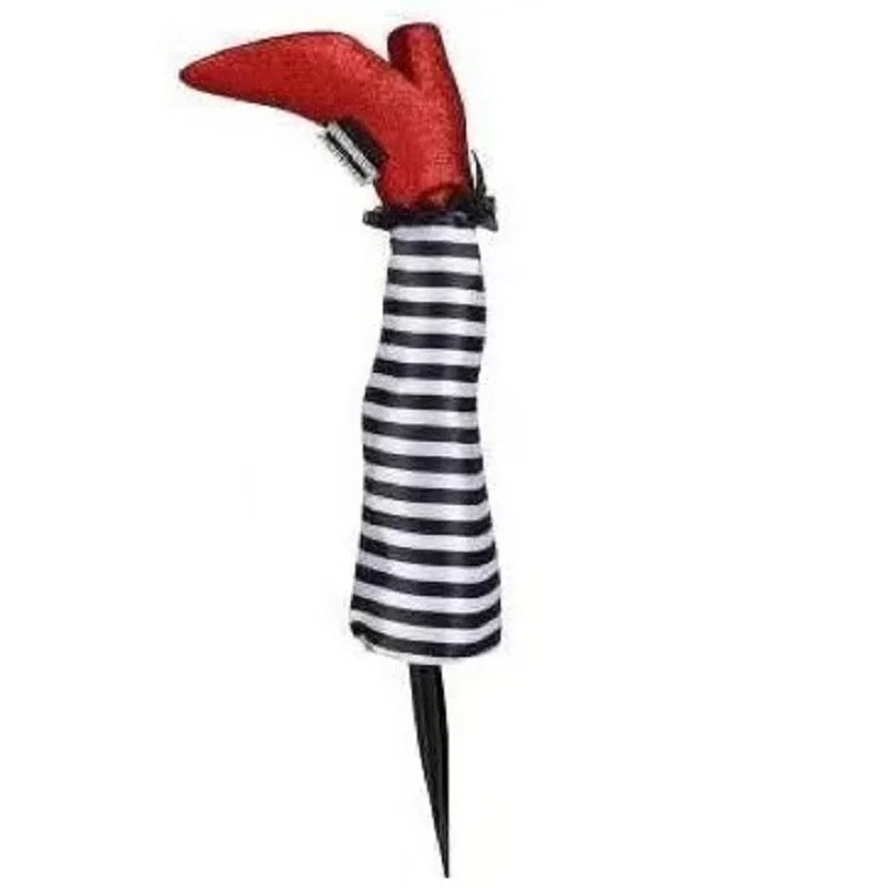 Halloween Lawn Outdoor Garden Decoration Props Evil Witch Legs Inverted Evil Witch Feet Boots Stakes Courtyard Oasis Select Red White 2pcs