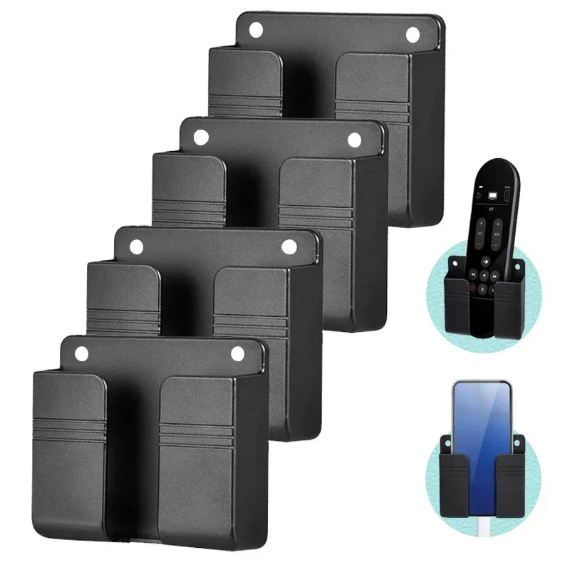 1pc Wall Mounted Storage Box Multifunction Punch Free Organizer TV Remote Control DIY Mobile Phone Plug Charging Holder Stand Oasis Select