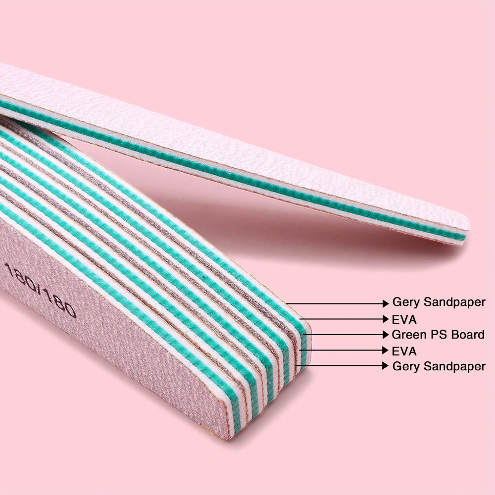 5Pcs/Lot Nail File Mix Color Limas 80/100/150/180/240 Grit Professional Sandpaper Cuticle Remover Buffer Files Manicure Tool Set Oasis Select
