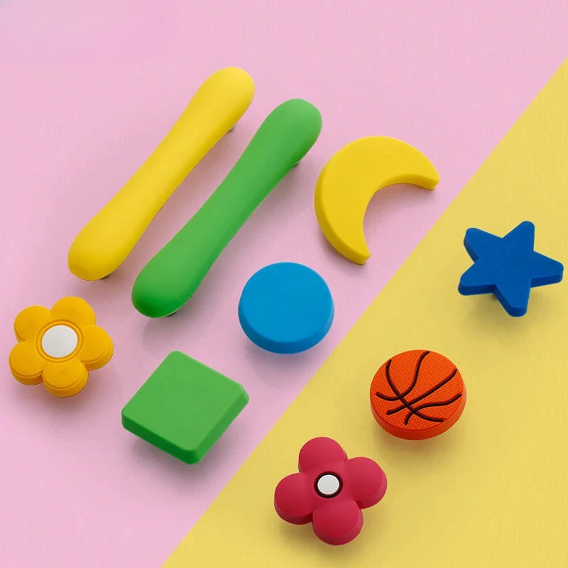 Children Room Rubber Cabinet Knobs and Handles Wardrobe Door Drawer Pulls Cute Star White Cloud Furniture Handle Oasis Select